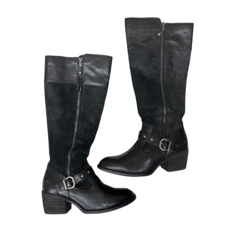 Born Cast Black Suede Knee‎ High Boots Size 8.5